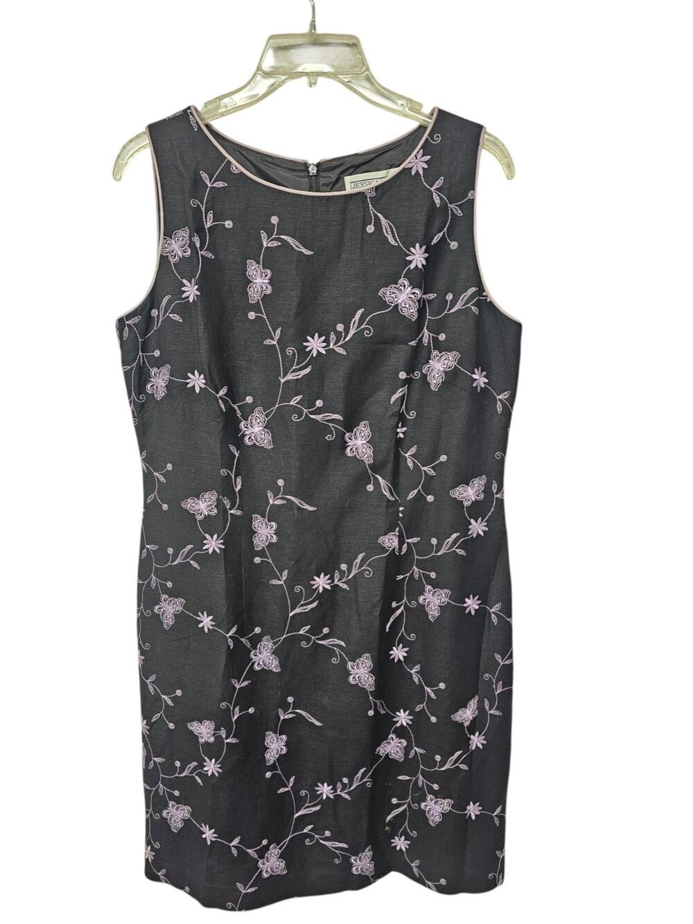 Jessica Howard Linen Blend Dress Sz 12 Butterfly Embroidered Whimsigoth Purple